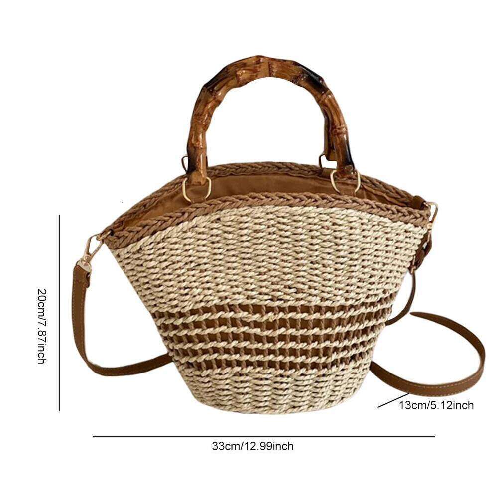 Straw Tote Bags Women Woven Shoulder Raffia Casual Clutch Purse For Vacation Rattan Crochet Handbag Summer Beach Bag New