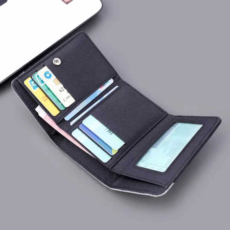 Mens Canvas Wallet 2024 New Man RFID Theft Protection Wallet Coin Purse Triple Folding Short Wallet Contrast WalletXJ250624