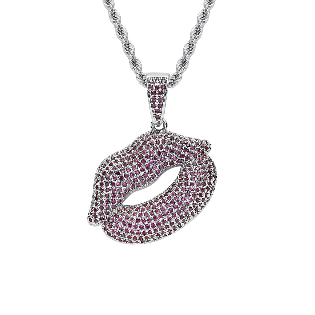Sexy Lips Hip Hop Necklace Iced Out Luxury Premium Unique Trendy Brand Moissanite Pendant Pass the diamond tester