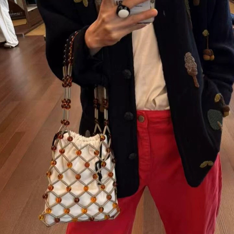 Free shipping designer bag 2025 Spring Summer New Casual Versatile Colorful Beaded Bag Shopping Bag Handbag Handwoven Bag Women Bag Trendy