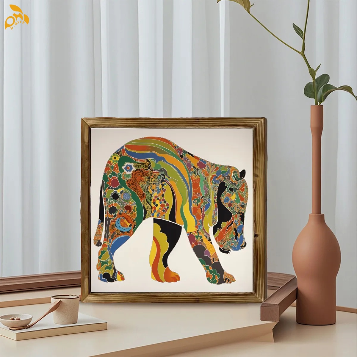 free shipping of customized fashionable American framed woodblock painting with exquisite patterns from US