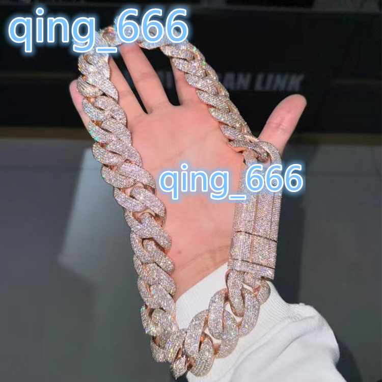 Custom Top Quality Heavy Style Miami Cuban Chain Iced Out Chain Necklace 925 Silver With VVS Moissanite Diamond Chain Cuban Link