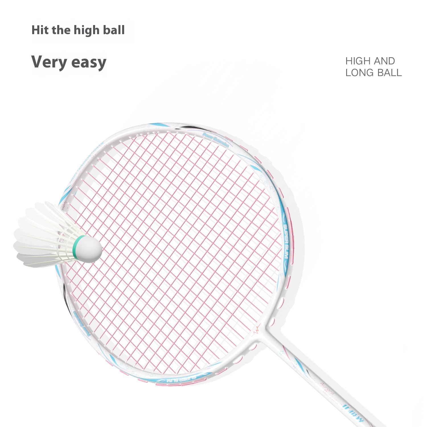Aurora Borealis Badminton Racket | Beginner-Friendly | 26LBS Tension | 4U Ultralight Full Carbon Fiber | Shock-Absorbing Design