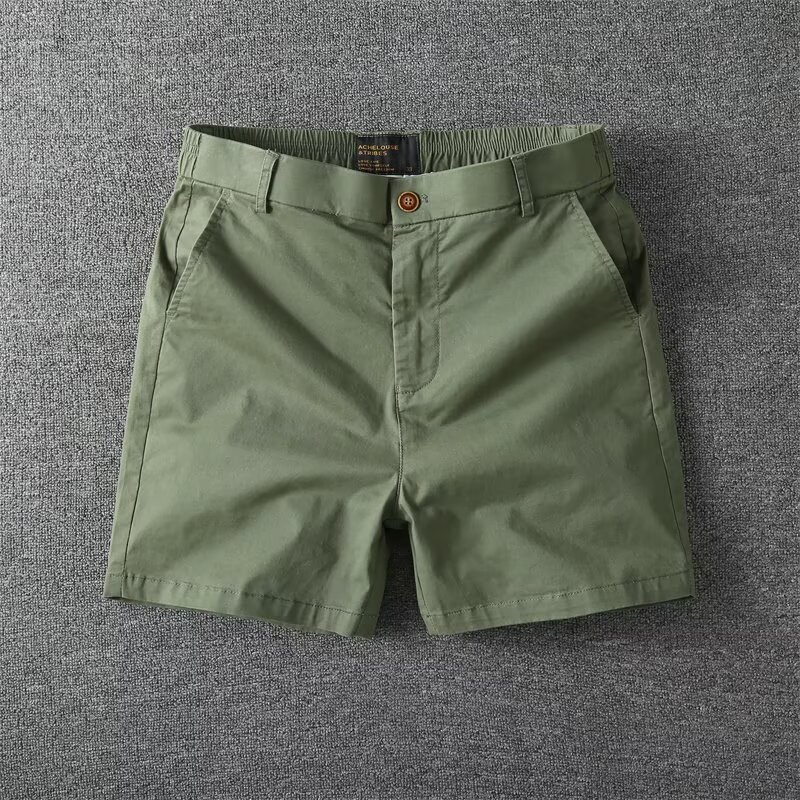 2025 American Retro Stretch Versatile Three-quarter Shorts Men's Summer Casual Thin Solid Designer Shorts Color Shorts One-piece Dropshipping