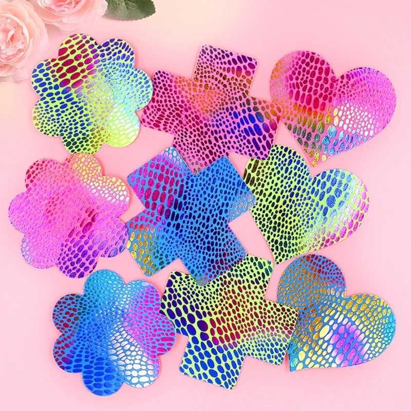 20 Pairs Fish Scales Nipple Stickers Sexy Disposable Nipple Covers for Women Breast Petals Self Adhesive Nipple Pasties W250624