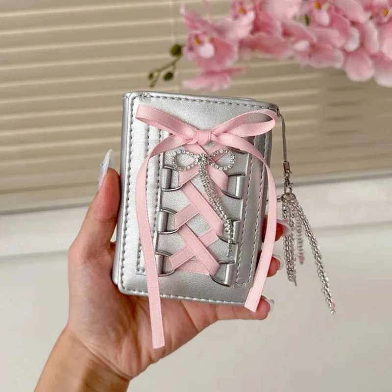 Sier Sweet Wallets for Women Y2k Strap- Designer Original Fi Short Coin Purse Korean Style Casual New Cute Wallet Purse XJ250624
