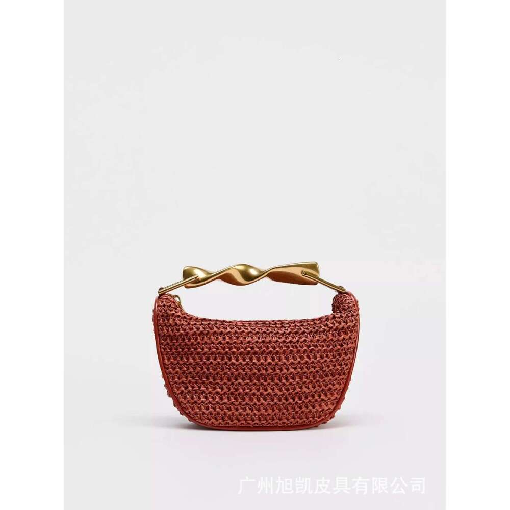 Beach Bag Luxury Straw Bag Straw Tote Z Brand Women S Spring New Single Shoulder Metal Handle Mini Crossbody Zipper Casual Fashion Woven Bag Long Skir