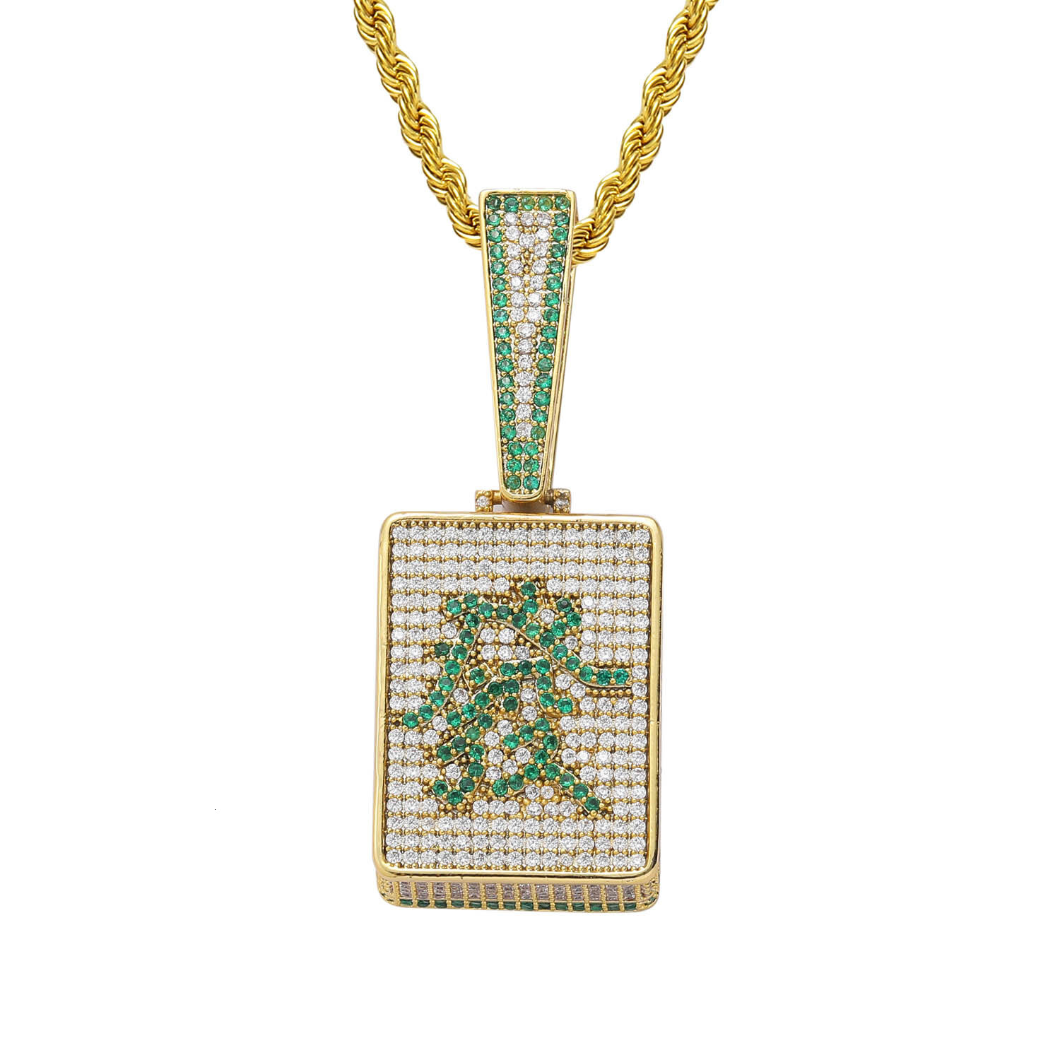Luxury Necklace Mahjong Fortune Square Pendant Ice Out Bling Bling Hip Hop Trendy Moissanite Diamond Bling Jewelry Accessory Pass the diamond tester