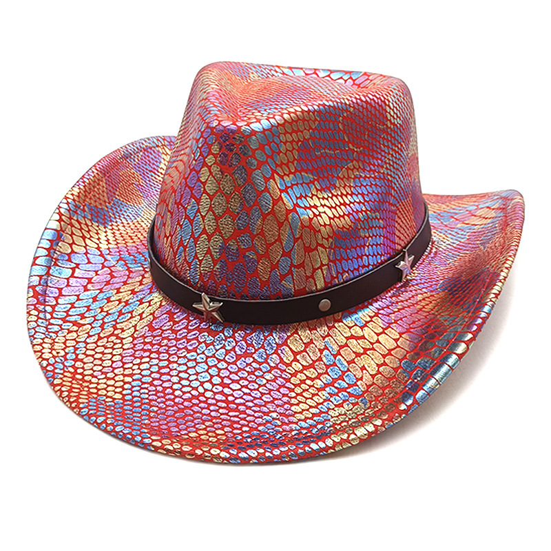 Stage Wear Dance Accessories Western Fantasy Cowboy Hat Women's Halloween Carnival Party Pink Rainbow Big brimmed Shaped Hat Fluorescent Cowboy H