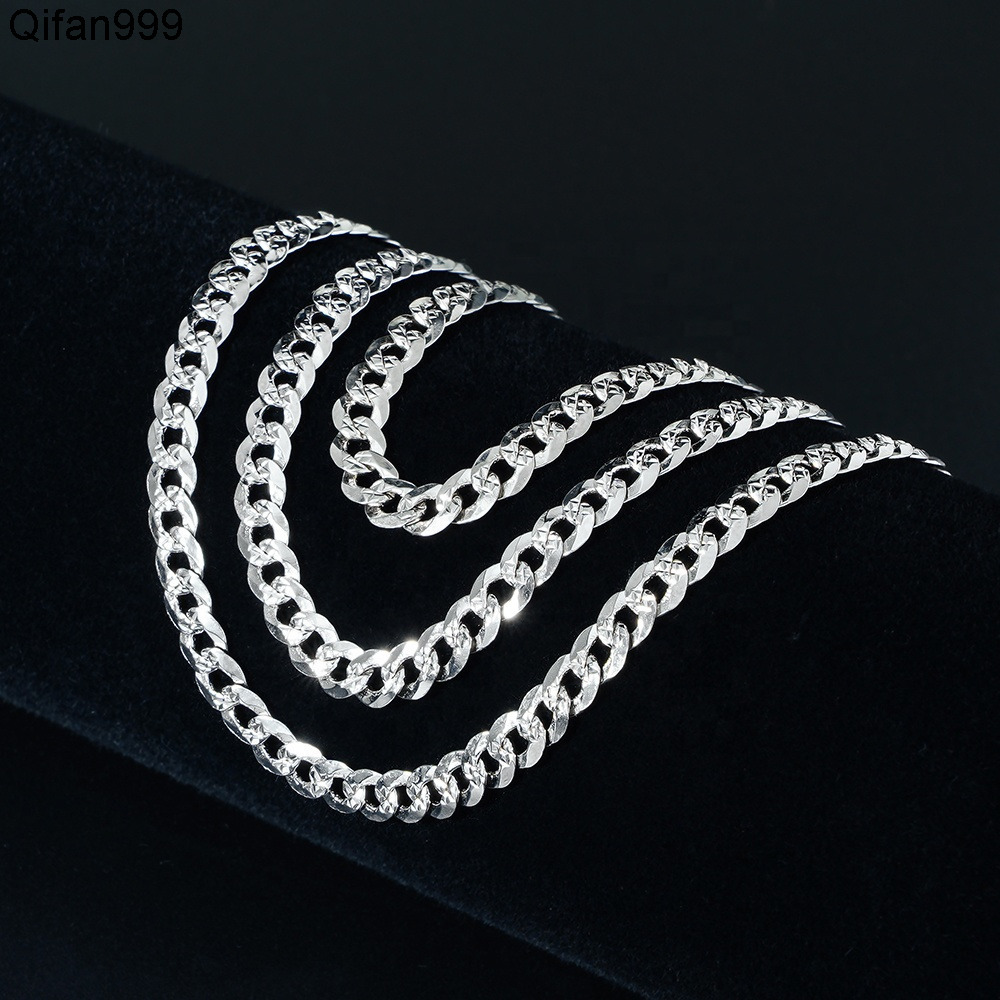 Hot Selling Punk 925 Sterling Silver American 5MM Cuban Chain High-End Sweater Necklace for Men Women Hip Hop Style Bulk