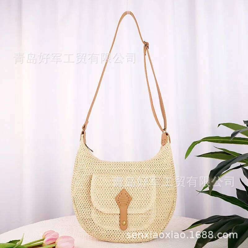 Simple And Fashionable Straw Bag, Single Shoulder Paper Rope, Forest Woven Beach Ladies' Crossbody Casual Bag
