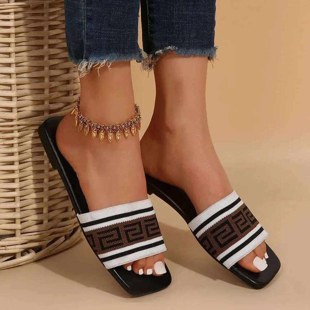 Designer Slide Womens: Simple Cloth Covered Flat Sandals for Outdoor Casual Wear