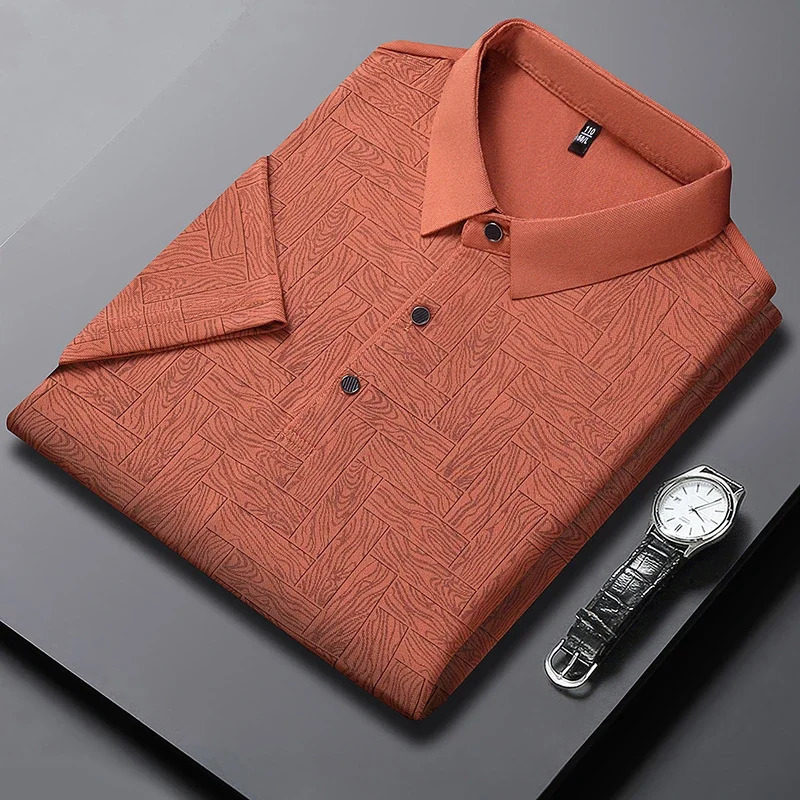 Mens Business Casual Short Sleeved Shirt Solid Color Polo Shirt Fashionable Breathable Comfortable Versatile Top 250618