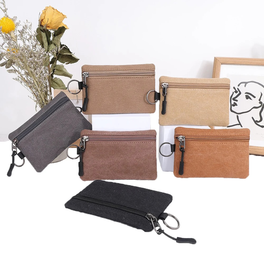 Wash Canvas Mini Coin Wallet Bag Black Zipper Key Bag Money Pocket Purse Women Men Small Card Holder Change Coin Purses 6 Color R250624