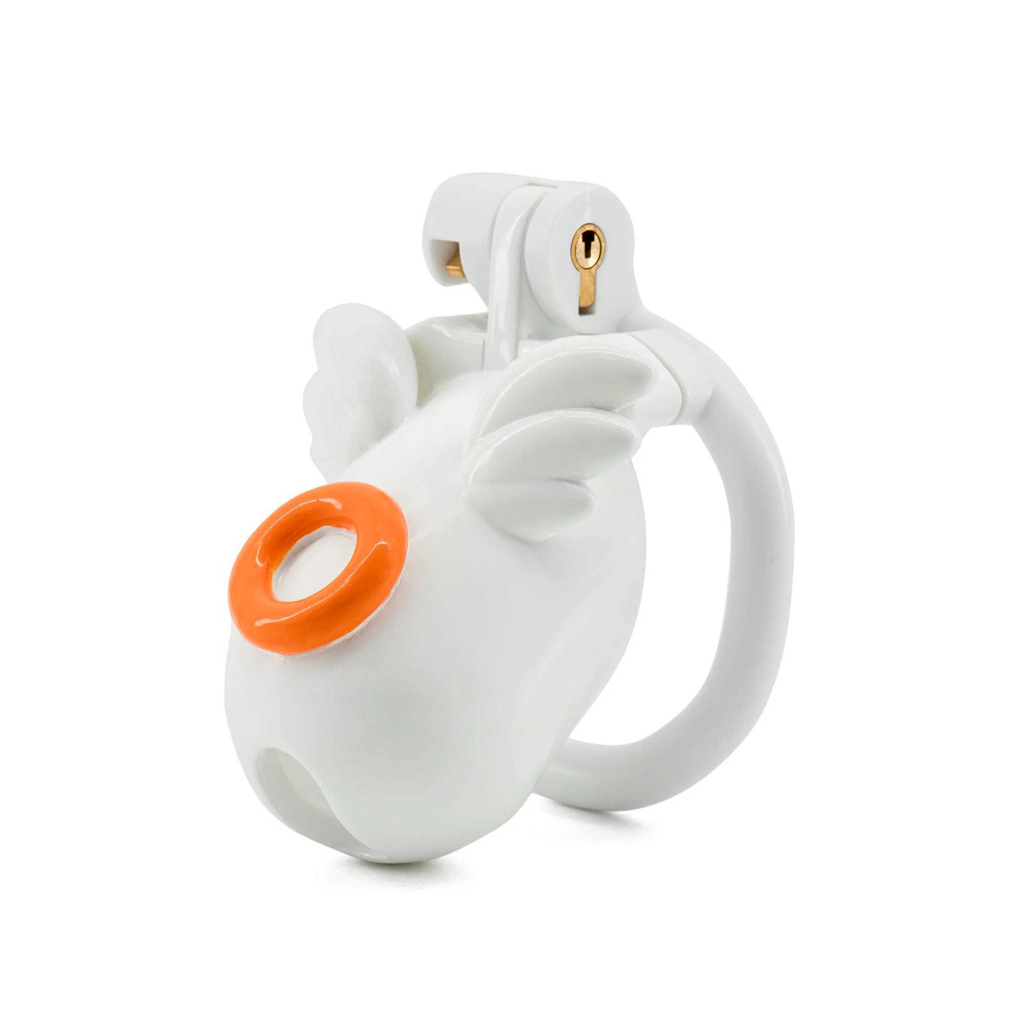 New Angel ABS plastic male chastity device Penis bondage cage Cock lock with 4 rings Adult sex toys