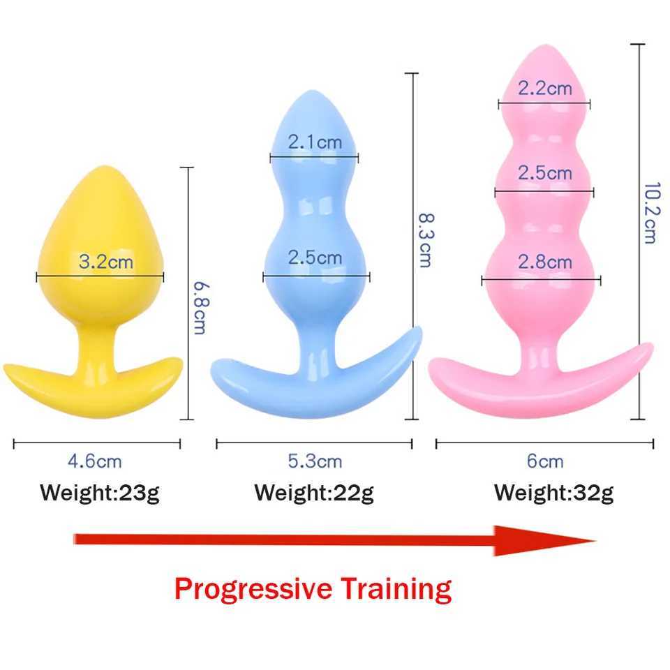 3Pcs TPE Anal Plug Set Beginner to Advanced Soft Tapered Anal Plugs Penetration Anal Waterproof Body-Safe Easy to Clean W250624