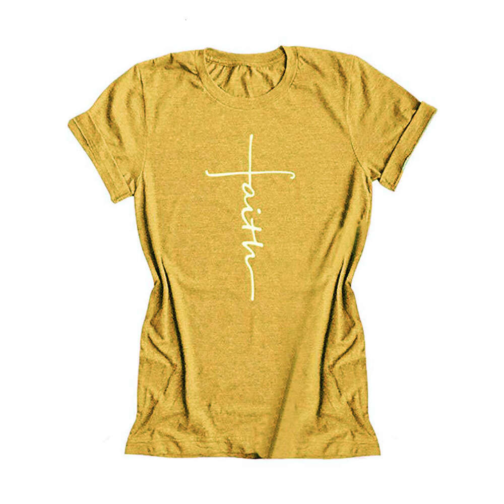 T-Shirt Women's Short Sleeve New Faith Printed Top B5