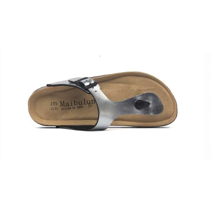 McBulun Birkenstock Flat Cork Sandals for Men and Women Couples Beach Home Outdoor Toe Post Flip Flops Birken Shoes Summer