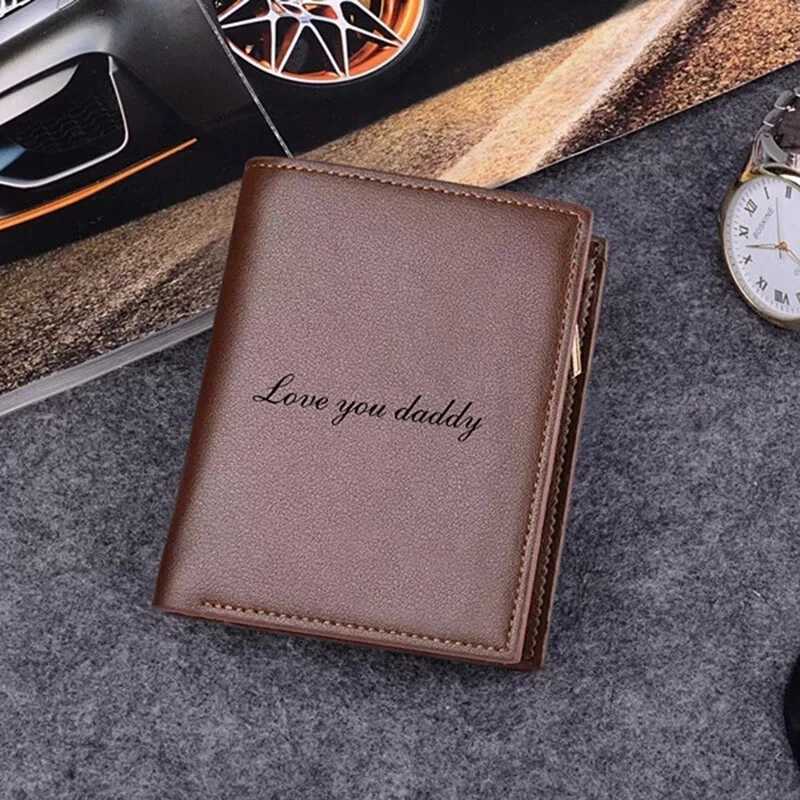 New Custom Wallets Men High Quality PU Leather Engraved Name Wallets Men Short Purse Personality Wallet Luxury Fathers Day GiftXJ250624
