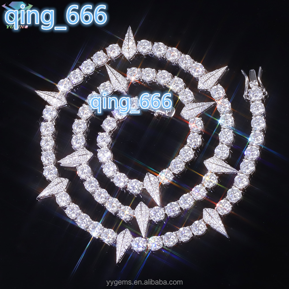 Hip Hop Necklace 18k Gold Plated S925 Sterling Silver VVS Moissanite Diamond Tennis Chain for MensJewelry