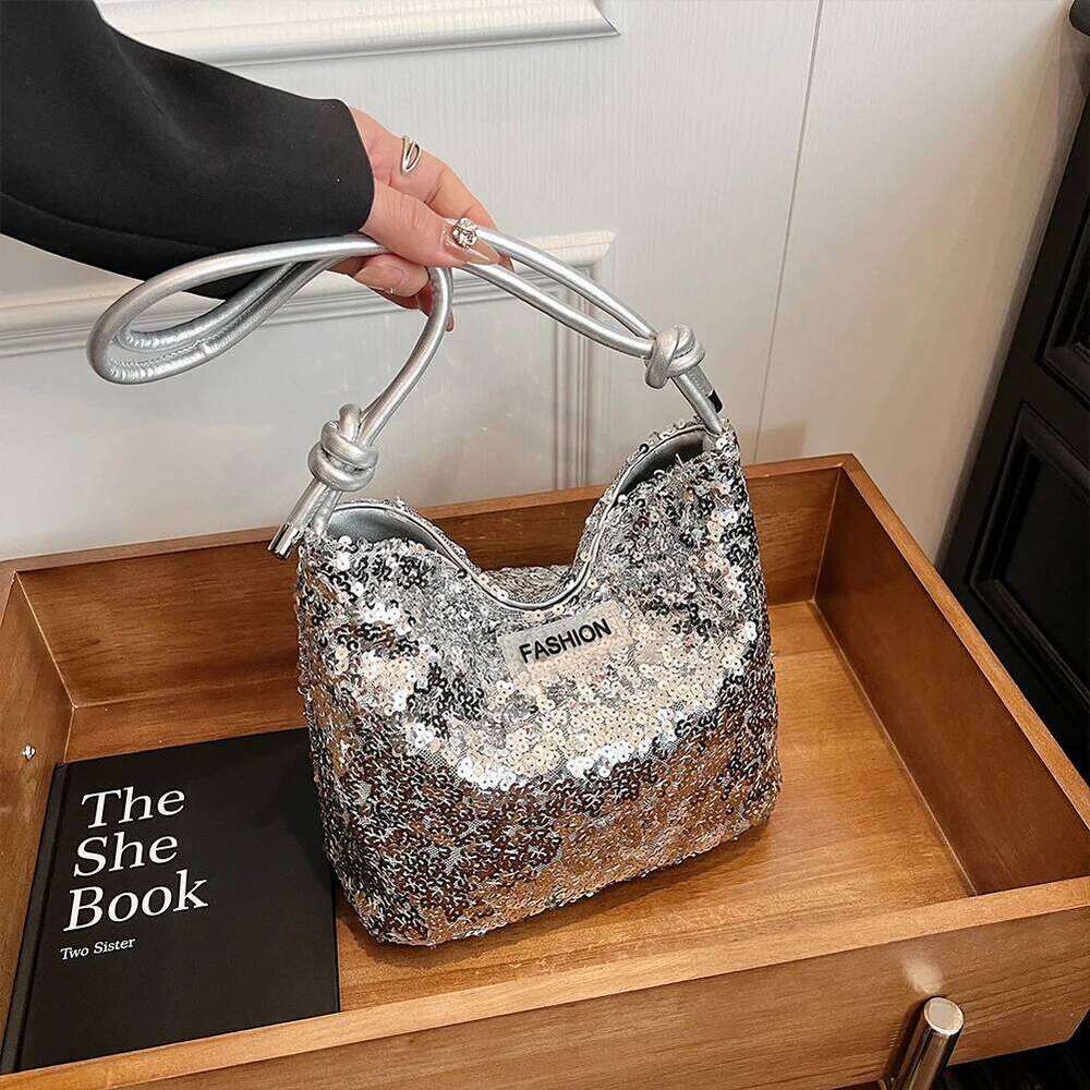 Ladies French Armpit High Quality Shinny Handbag Fashion Shoulder Large Capacity Designer Underarm Bag Sparkling Satchel luxury designer tote bag