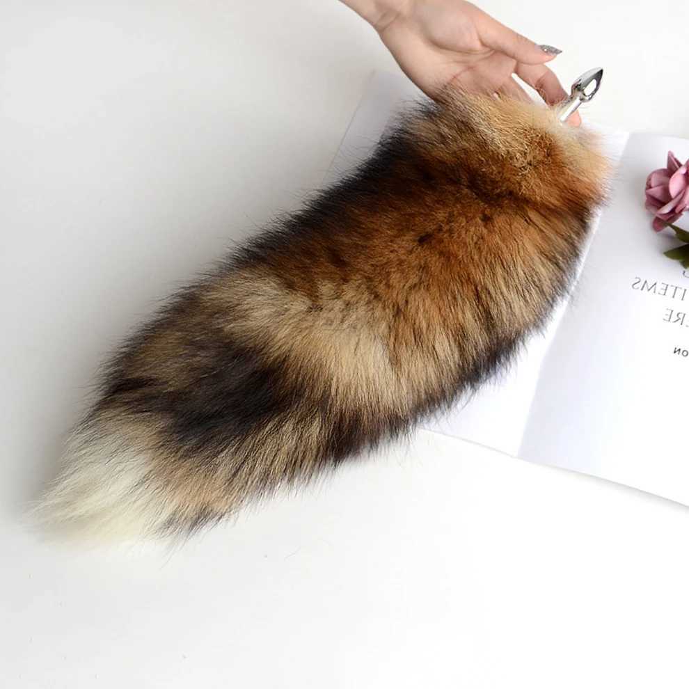 Separable Anal Plug Fox Tail Woman Cosplay Play Toy Natural Long Fox Tail Butt Plug Anal Sex Toys for Adult Products Couples W250624