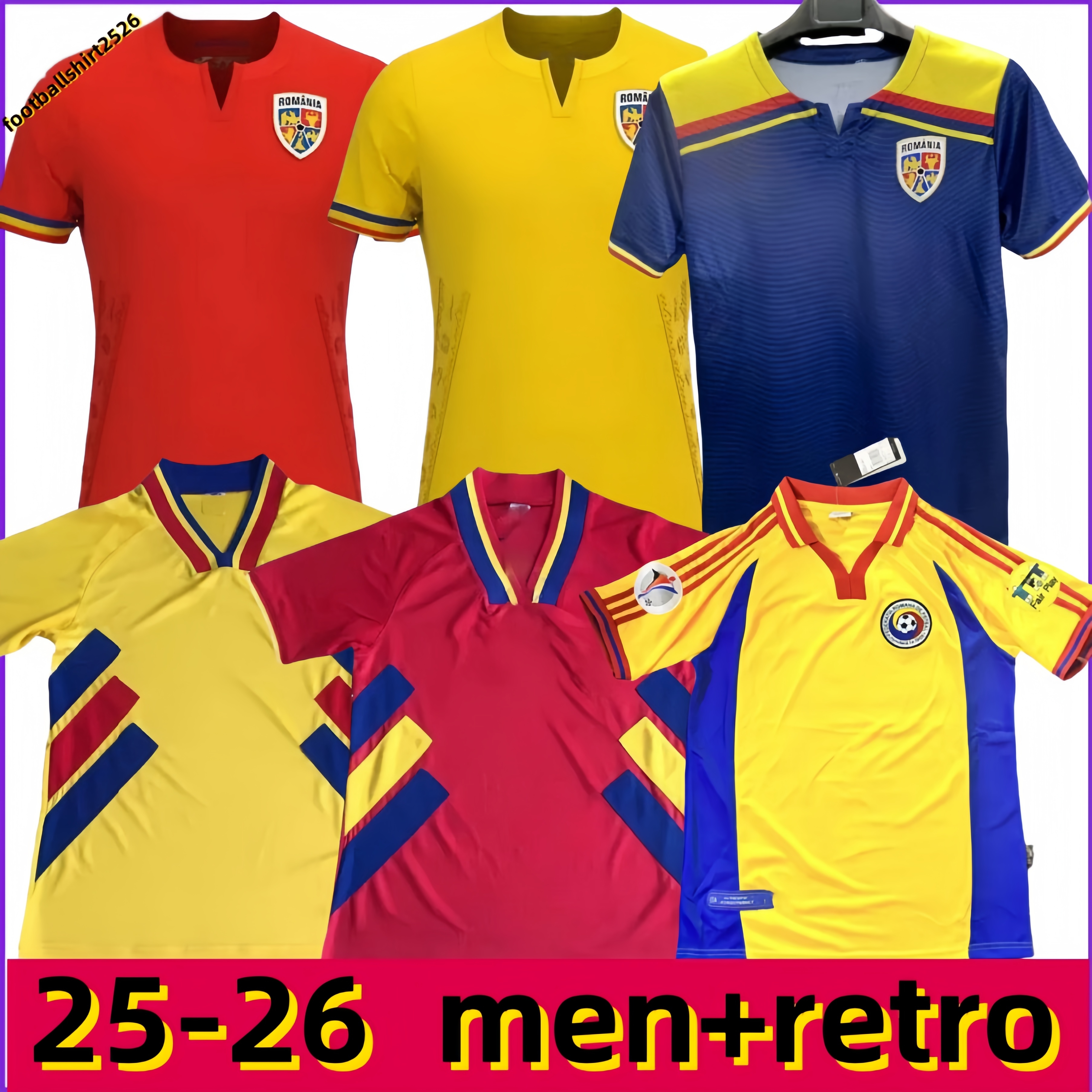 2025 2026 Romania men soccer jerseys 24 25 26 DRAGUSIN ALIBEC STANCIU Romania Vintage football shirt Retro 1994 2000 HAGI R.MARIN OLARU CICALDAU COMAN MORUTAN