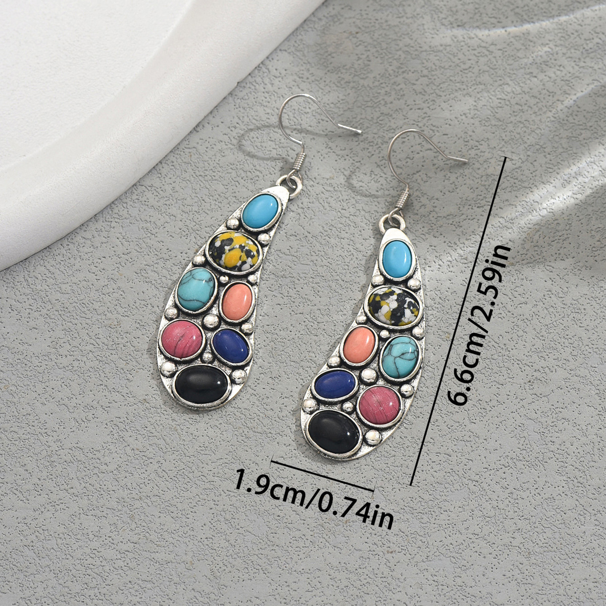 Style Women's Personality Inlaid Natural Stone Corful Stud Earrings For Women