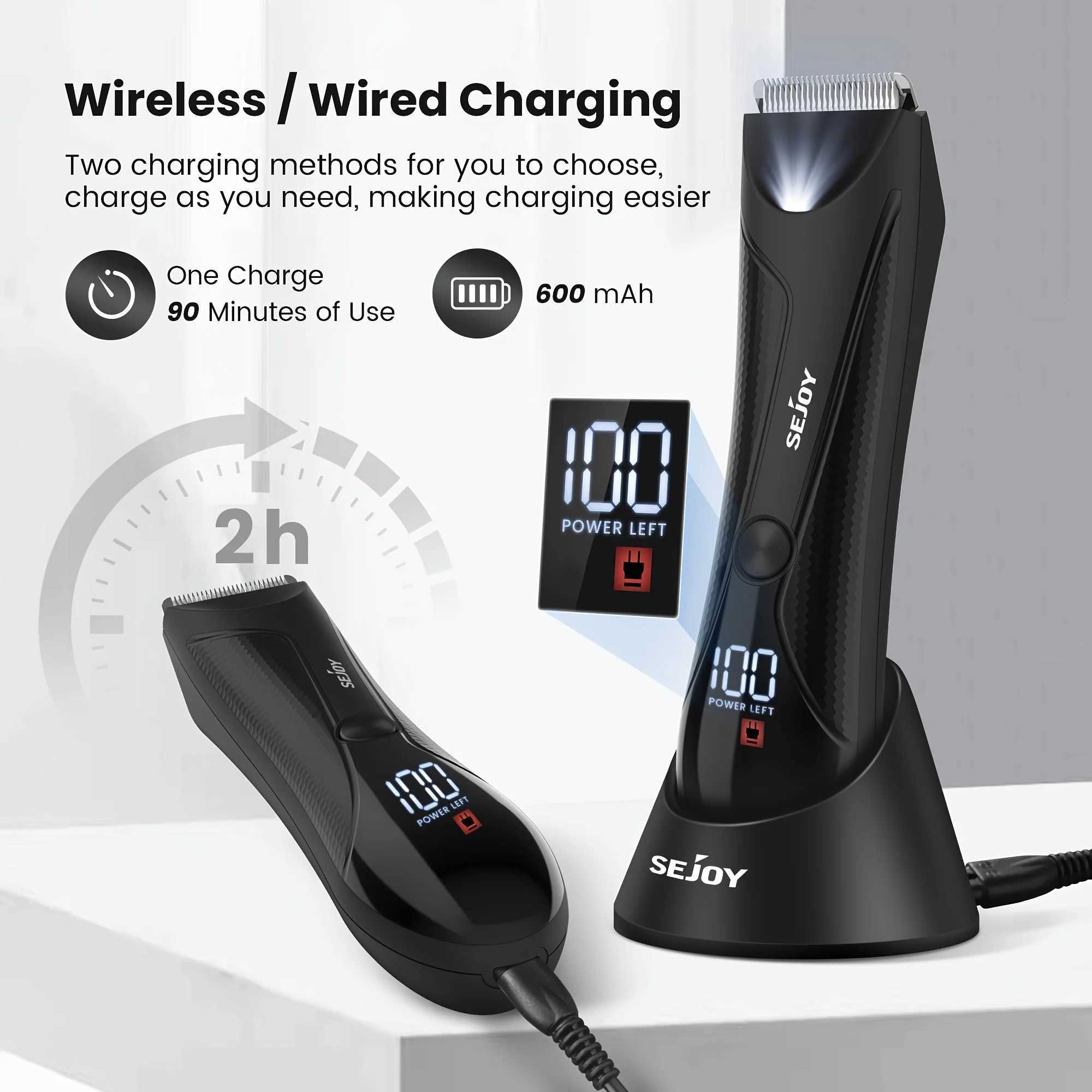 Sejoy Cordless Beard Trimmer Professional Hair Clippers for Men LED Display Portable Hair Clippers and Trimmer Set XJ250624