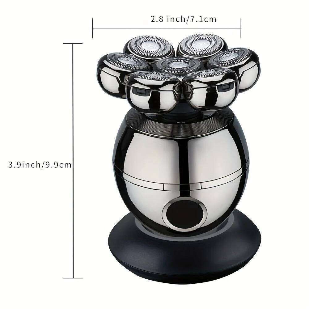 Detachable Head Shavers, LARGNER 5 In 1 Electric Razor Ipx7 Waterproof For Bald Men, Wet Dry LED Display Rechargeable 7D Rotary