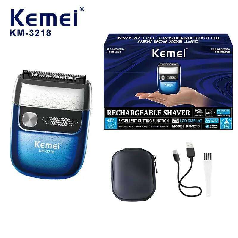 Kemei Km-3218 Waterproof Blade Beard Trimmer Usb Portable Mini Electric Face Body Shaver For Men Women