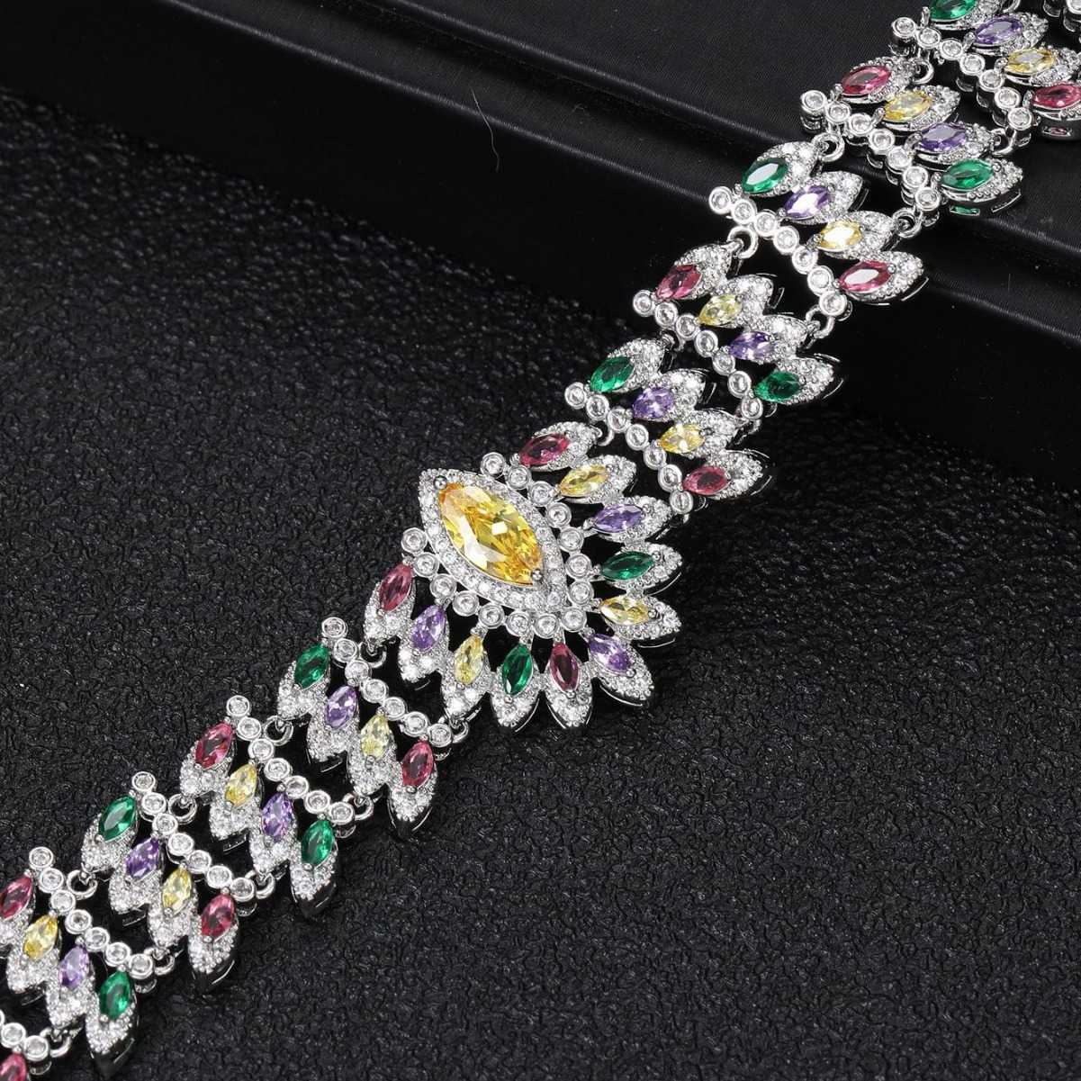 Colorful Zircon Necklace Dress Evening Full Diamond Choker Leaf Decoration Women's Wear 250615