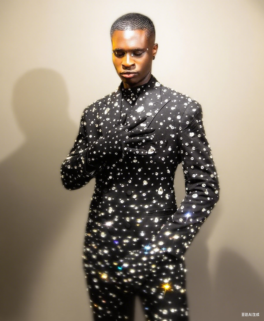 Full Crystal Tuxedos For Men Wedding Slim Fit Gorgeous Tailored Peaked Lapel Jacket 2 Pieces Male Costume Customized