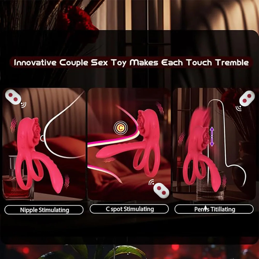 Cock Ring Adult Toys with Rose G-spot Clitoral Vibrator Penis Rings Couple Sex Toys Sex Toy Remote Control Vibrator for Men 250624
