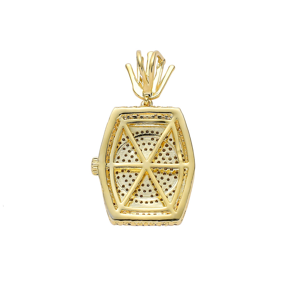 Luxury Moissanite Iced Out Bling Watch Dial Pendant Men's Trendy Swag Necklace druzy jewelry Pass the diamond tester