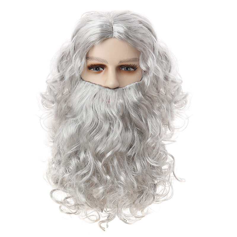 Jesus beard and wig set, wizard wavy and long straight Easter and Halloween cosplay photo props, LARP party comedy supplies, stage show accessories dr