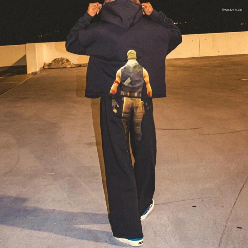 Men's Tracksuits 2 Pcs Hoodies Co-ords Jonesy Tracksuit Character Printed Pattern Sets Simulation Funny Hip Hop Streetwear Unisex Boxy