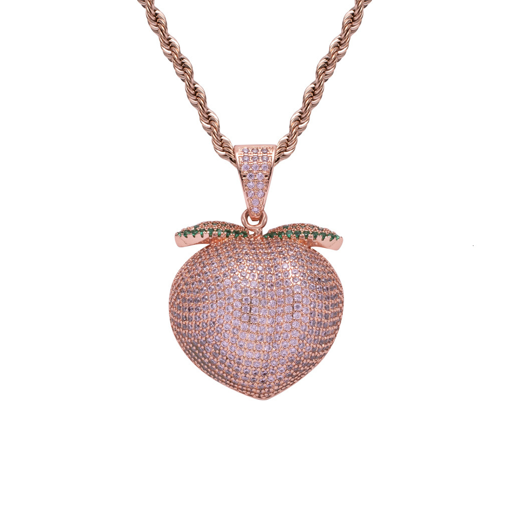 Luxury Moissanite Jewelry Hip Hop Iced Out Pink Peach Pendant Pink Nightclub Style Unisex Peach Pendant Pass the diamond tester