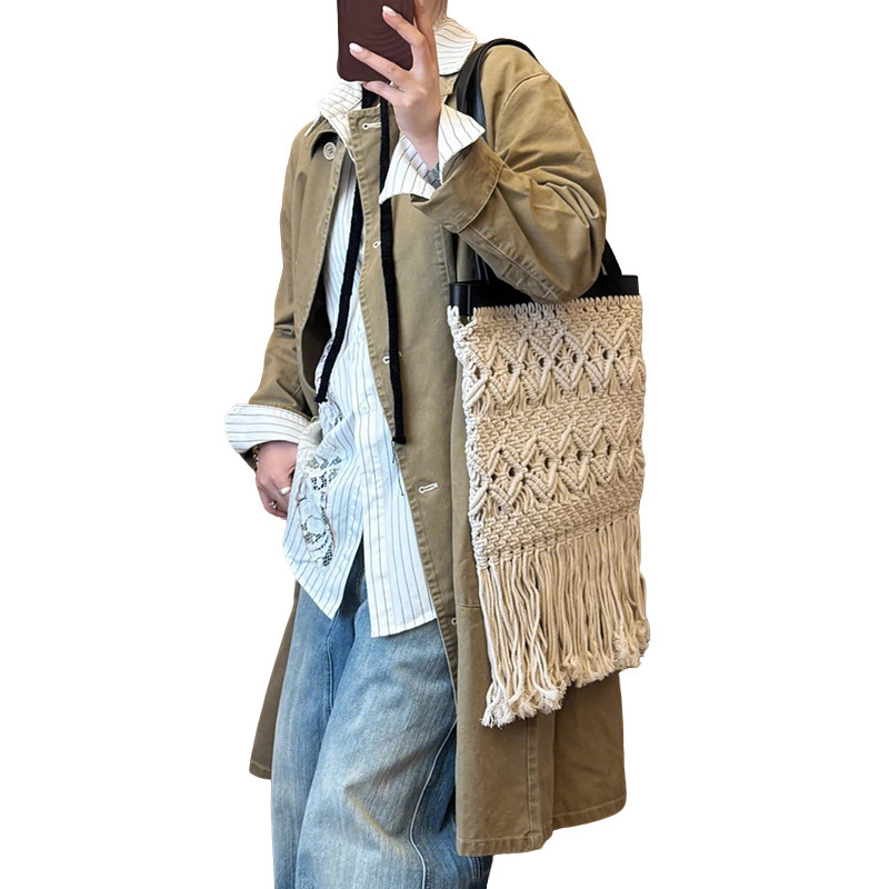 Free shipping designer bag 2025 New Women Crossbody Bag Cotton Rope Woven Vintage Beach Vacation Shoulder Bag Small Mesh Hollow Bag