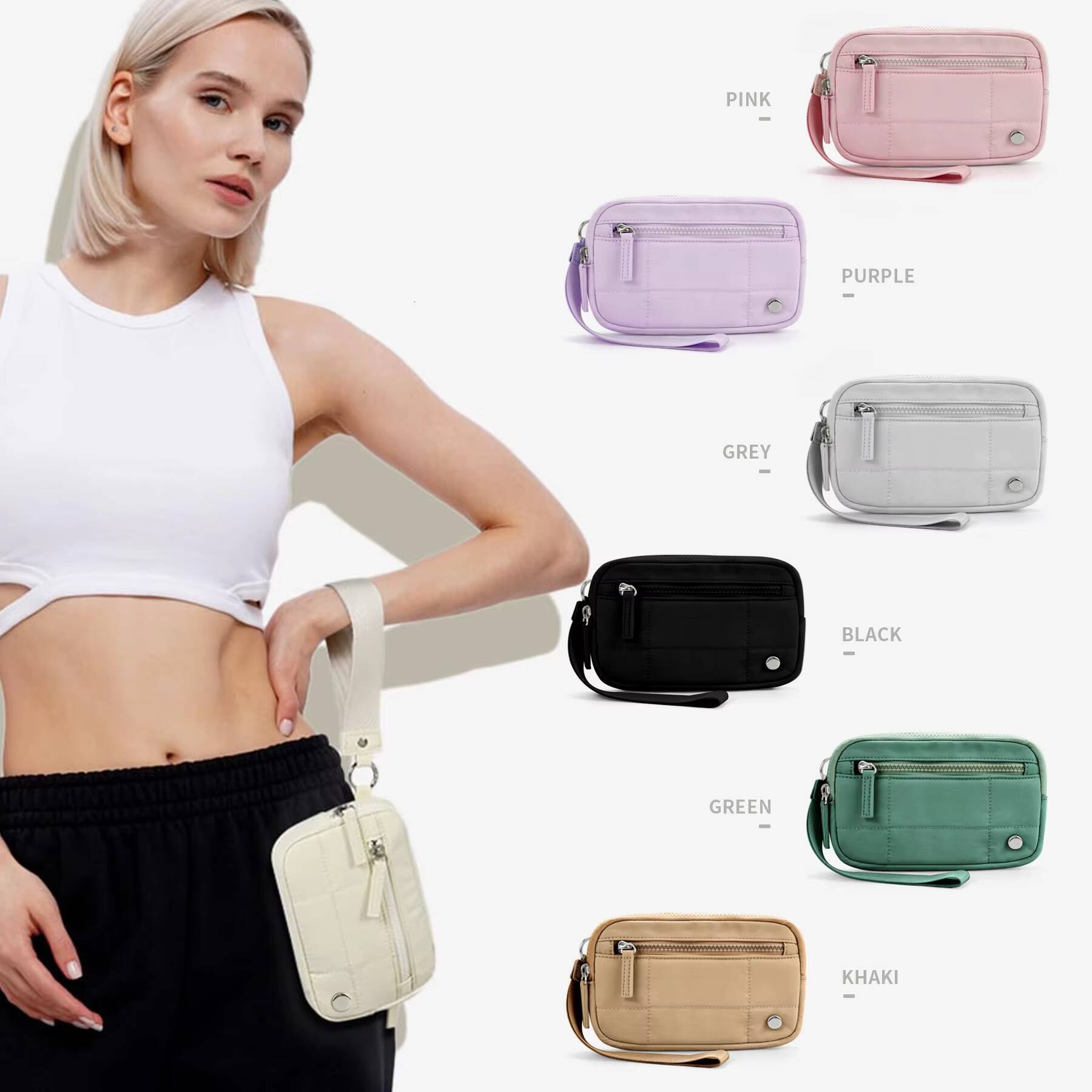Puffer Wristlet Wallets Women, Nylon Quilted Wallet with 3-Zipper Purse for Travel Credit Card Holder Phone Organizer ddmynov