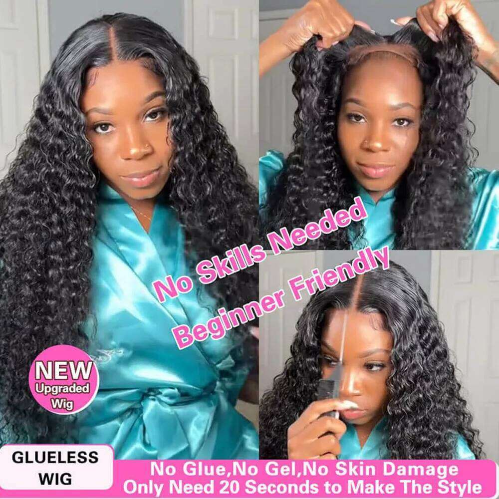 Deep 13x6 Frontal Invisible Strap 360 HD Full Glueless 30 Inch Water Wave Lace Front Wig Human Hair