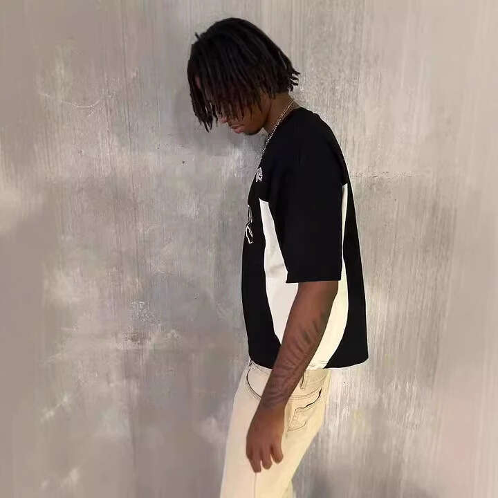 2025 Camouflage Patchwork Short Sleeve Unisex Y2K American Style Sports Trend Brand Patch T-Shirt Couple Top