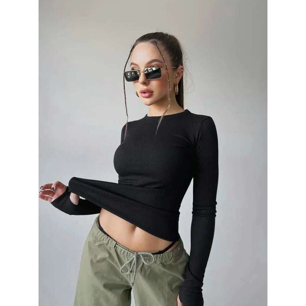 Fashion Y2k Slim Fit Casual Long Sleeve Breathable Base Shirt Versatile Outerwear Moisture-Wicking T-Shirt B5