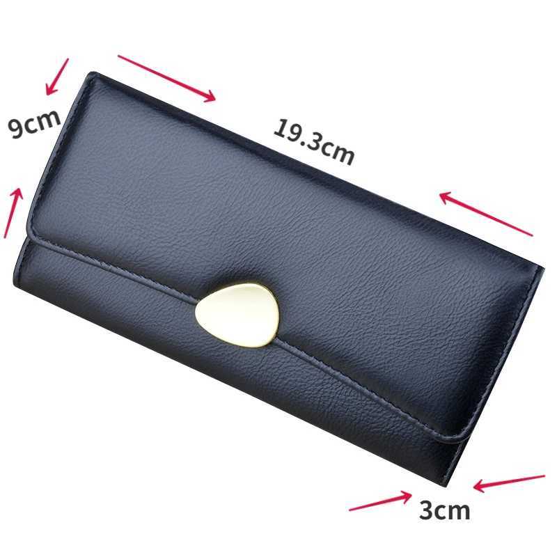 PU Leather Women Wallets Luxury Lg Hasp Fold-over Pattern Coin Purses Female Brand Solid Colors New Thin Clutch Bag XJ250624
