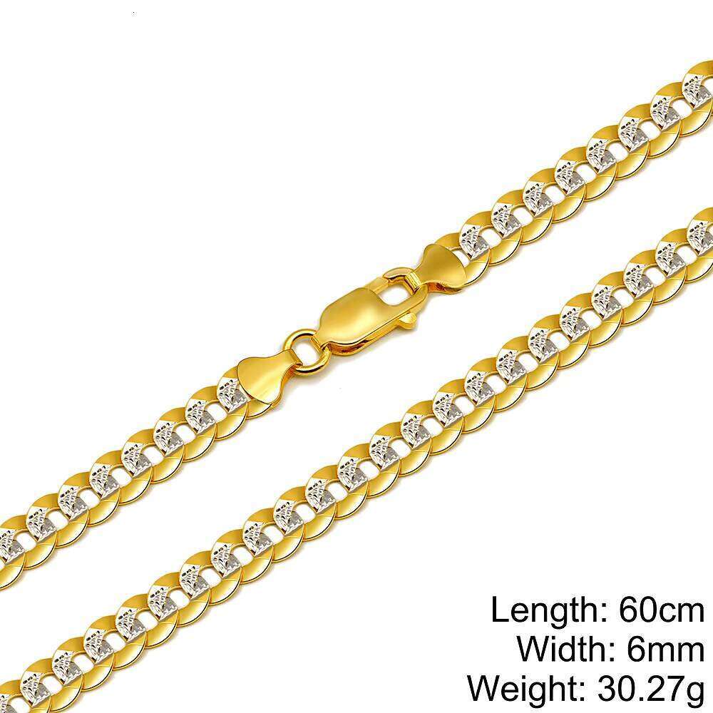 Premium Solid Gold Au750 Cuban Hip Hop Two-Tone Clavicle Chain Jewelry Necklace