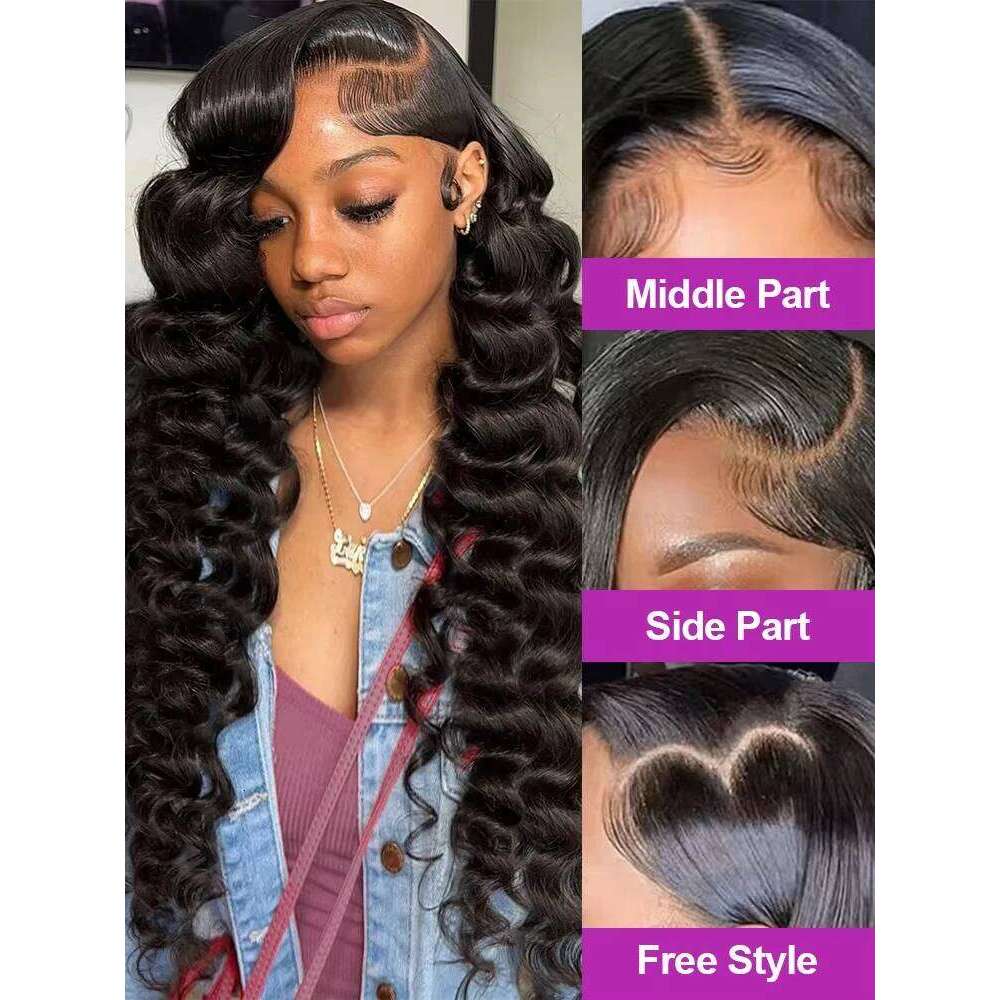 Lakeisha 220 Density Curly Human Wigs 30 40 Inch Loose Deep Wave 13x6 HD Lace Frontal Wig Preplucked Raw Remy Indian Hair