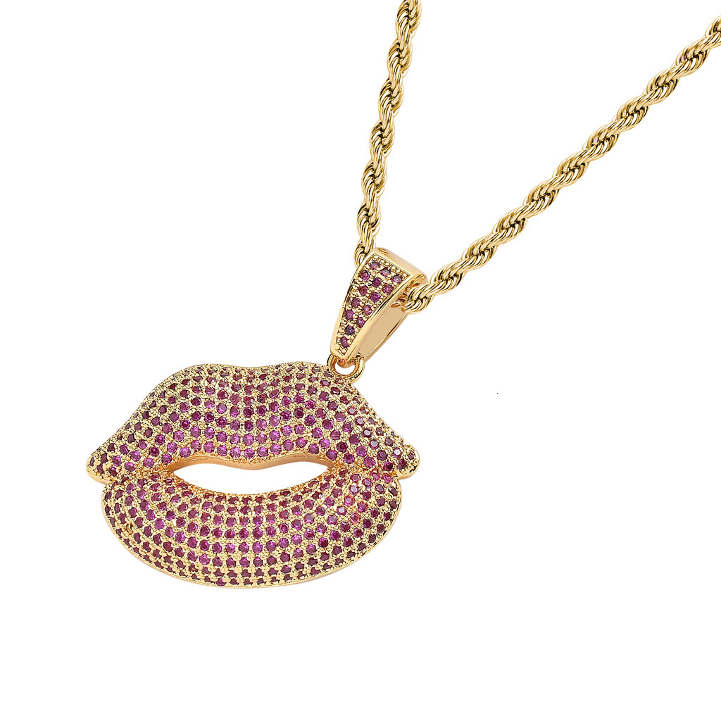 Sexy Lips Hip Hop Necklace Iced Out Luxury Premium Unique Trendy Brand Moissanite Pendant Pass the diamond tester