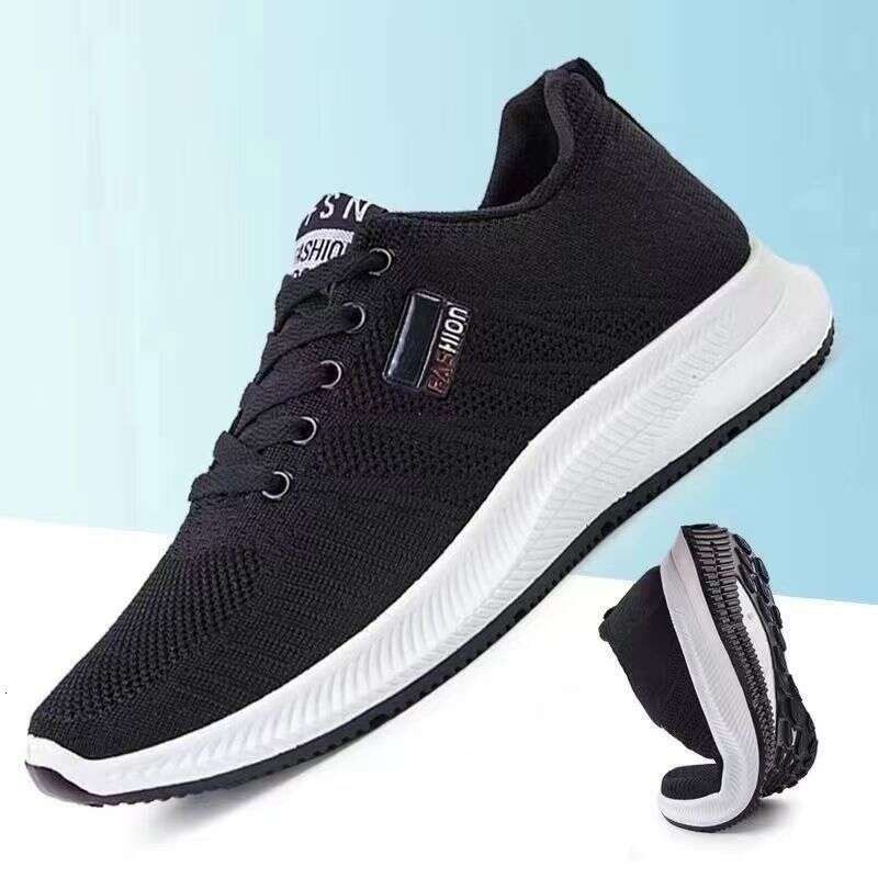 Slip-On Hollow Out Flyknit Mesh Summer New Breathable Sports Men's Lace-Up Youth Trendy Shoes