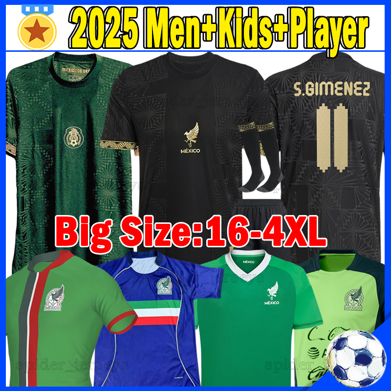 XXXL 4XL 2025 Mexico soccer jerseys Gold Cup RAUL C.MONTES S.GIMENEZ A.SEPULVEDA 25 26 player version Copa America goalkeeper Football Shirts L.MALAGON Men Kids Kits set