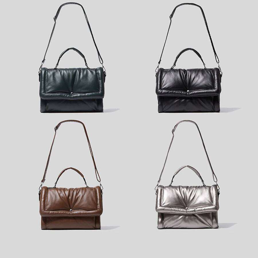 Luxury Bag Designer Brands Padded Women Handbags Down Cotton Shoulder Crossbody Bags Pu Leather Messenger Bag 2023 Winter Square Sac